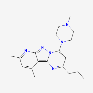 molecular formula C19H26N6 B2805107 8,10-Dimethyl-4-(4-methylpiperazin-1-yl)-2-propylpyrido[2',3':3,4]pyrazolo[1,5-a]pyrimidine CAS No. 902042-27-7