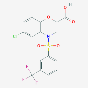 6-chloro-4-{[3-(trifluoromethyl)phenyl]sulfonyl}-3,4-dihydro-2H-1,4-benzoxazine-2-carboxylic acid