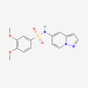 molecular formula C15H15N3O4S B2805109 3,4-dimethoxy-N-(pyrazolo[1,5-a]pyridin-5-yl)benzenesulfonamide CAS No. 2034487-49-3