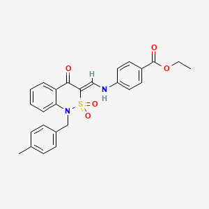 ethyl 4-({(Z)-[1-(4-methylbenzyl)-2,2-dioxido-4-oxo-1,4-dihydro-3H-2,1-benzothiazin-3-ylidene]methyl}amino)benzoate