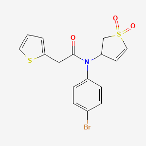 molecular formula C16H14BrNO3S2 B2805121 N-(4-bromophenyl)-N-(1,1-dioxido-2,3-dihydrothiophen-3-yl)-2-(thiophen-2-yl)acetamide CAS No. 863445-28-7