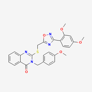 2-(((3-(2,4-dimethoxyphenyl)-1,2,4-oxadiazol-5-yl)methyl)thio)-3-(4-methoxybenzyl)quinazolin-4(3H)-one