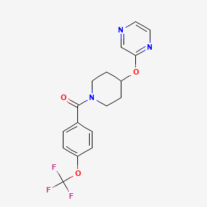 molecular formula C17H16F3N3O3 B2805133 (4-(Pyrazin-2-yloxy)piperidin-1-yl)(4-(trifluoromethoxy)phenyl)methanone CAS No. 1448062-68-7