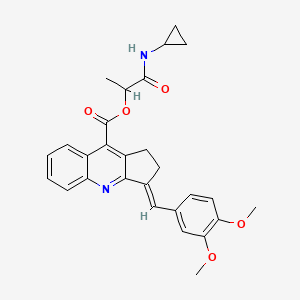 [1-(cyclopropylamino)-1-oxopropan-2-yl] (3E)-3-[(3,4-dimethoxyphenyl)methylidene]-1,2-dihydrocyclopenta[b]quinoline-9-carboxylate