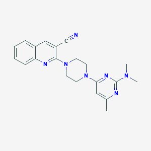 molecular formula C21H23N7 B2805138 2-{4-[2-(Dimethylamino)-6-methylpyrimidin-4-yl]piperazin-1-yl}quinoline-3-carbonitrile CAS No. 2415599-20-9