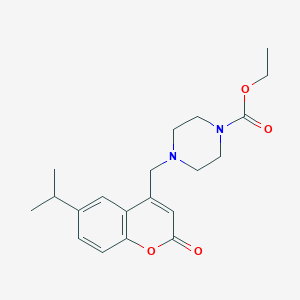 molecular formula C20H26N2O4 B2805139 ethyl 4-((6-isopropyl-2-oxo-2H-chromen-4-yl)methyl)piperazine-1-carboxylate CAS No. 859126-07-1