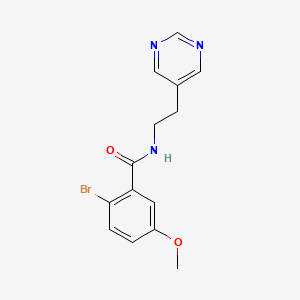 molecular formula C14H14BrN3O2 B2805140 2-bromo-5-methoxy-N-(2-(pyrimidin-5-yl)ethyl)benzamide CAS No. 2034396-69-3