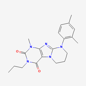 molecular formula C20H25N5O2 B2805152 9-(2,4-二甲基苯基)-1-甲基-3-丙基-6,7,8,9-四氢嘧啶并[2,1-f]嘌呤-2,4(1H,3H)-二酮 CAS No. 923437-95-0