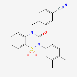 molecular formula C23H19N3O3S B2805163 4-((2-(3,4-dimethylphenyl)-1,1-dioxido-3-oxo-2H-benzo[e][1,2,4]thiadiazin-4(3H)-yl)methyl)benzonitrile CAS No. 899998-82-4