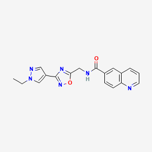 N-((3-(1-ethyl-1H-pyrazol-4-yl)-1,2,4-oxadiazol-5-yl)methyl)quinoline-6-carboxamide