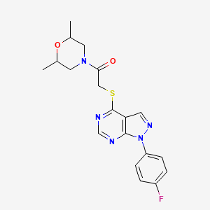 molecular formula C19H20FN5O2S B2805175 1-(2,6-dimethylmorpholino)-2-((1-(4-fluorophenyl)-1H-pyrazolo[3,4-d]pyrimidin-4-yl)thio)ethanone CAS No. 872860-14-5