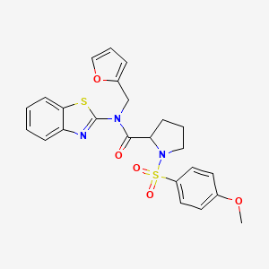 molecular formula C24H23N3O5S2 B2805181 N-(苯并[d]噻唑-2-基)-N-(呋喃-2-基甲基)-1-（4-甲氧基苯基磺酰）吡咯烷-2-甲酰胺 CAS No. 1048385-38-1