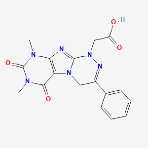 molecular formula C17H16N6O4 B2805183 2-(7,9-dimethyl-6,8-dioxo-3-phenyl-6,7,8,9-tetrahydro-[1,2,4]triazino[3,4-f]purin-1(4H)-yl)acetic acid CAS No. 923683-27-6