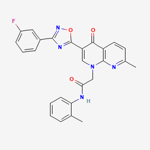 molecular formula C26H20FN5O3 B2805185 2-(3-(3-(3-氟苯基)-1,2,4-噁二唑-5-基)-7-甲基-4-酮-1,8-萘咪啉-1(4H)-基)-N-(邻甲苯基)乙酰胺 CAS No. 1030132-70-7