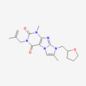 molecular formula C18H23N5O3 B2805187 1,7-二甲基-3-(2-甲基烯基)-8-（（四氢呋喃-2-基）甲基）-1H-咪唑并[2,1-f]嘧啶-2,4(3H,8H)-二酮 CAS No. 876673-65-3