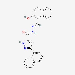 molecular formula C25H18N4O2 B2805191 (E)-N'-((2-hydroxynaphthalen-1-yl)methylene)-3-(naphthalen-1-yl)-1H-pyrazole-5-carbohydrazide CAS No. 1285499-30-0