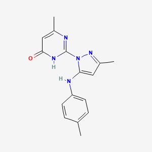 molecular formula C16H17N5O B2805197 6-methyl-2-{3-methyl-5-[(4-methylphenyl)amino]-1H-pyrazol-1-yl}-1,4-dihydropyrimidin-4-one CAS No. 882231-37-0
