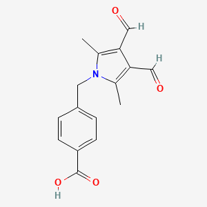 molecular formula C16H15NO4 B2805210 4-((3,4-diformyl-2,5-dimethyl-1H-pyrrol-1-yl)methyl)benzoic acid CAS No. 327060-62-8