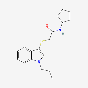 molecular formula C18H24N2OS B2805214 N-cyclopentyl-2-(1-propylindol-3-yl)sulfanylacetamide CAS No. 851412-17-4