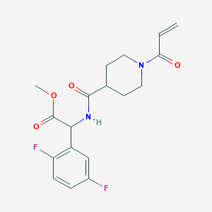 molecular formula C18H20F2N2O4 B2805218 Methyl 2-(2,5-difluorophenyl)-2-[(1-prop-2-enoylpiperidine-4-carbonyl)amino]acetate CAS No. 2361670-26-8