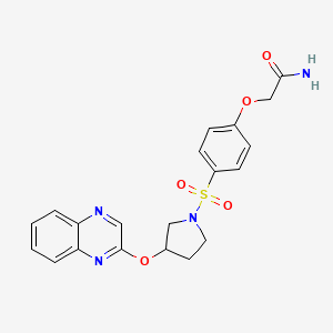 molecular formula C20H20N4O5S B2805231 2-(4-{[3-(Quinoxalin-2-yloxy)pyrrolidin-1-yl]sulfonyl}phenoxy)acetamide CAS No. 2097933-64-5