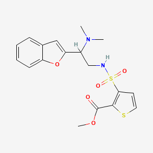 molecular formula C18H20N2O5S2 B2805234 methyl 3-(N-(2-(benzofuran-2-yl)-2-(dimethylamino)ethyl)sulfamoyl)thiophene-2-carboxylate CAS No. 2034612-97-8