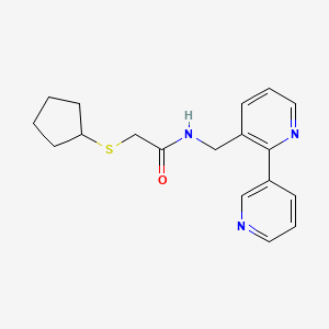 molecular formula C18H21N3OS B2805238 N-([2,3'-bipyridin]-3-ylmethyl)-2-(cyclopentylthio)acetamide CAS No. 1903739-34-3