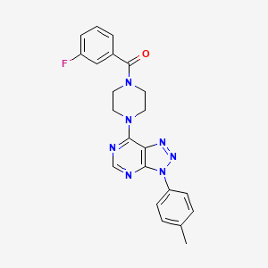 molecular formula C22H20FN7O B2805240 (3-fluorophenyl)(4-(3-(p-tolyl)-3H-[1,2,3]triazolo[4,5-d]pyrimidin-7-yl)piperazin-1-yl)methanone CAS No. 920178-47-8