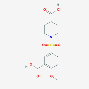 molecular formula C14H17NO7S B2805249 1-((3-Carboxy-4-methoxyphenyl)sulfonyl)piperidine-4-carboxylic acid CAS No. 326007-98-1