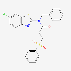 molecular formula C23H19ClN2O3S2 B2805268 N-benzyl-N-(6-chlorobenzo[d]thiazol-2-yl)-3-(phenylsulfonyl)propanamide CAS No. 899963-90-7