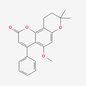 molecular formula C21H20O4 B2805272 5-methoxy-8,8-dimethyl-4-phenyl-9,10-dihydro-2H,8H-pyrano[2,3-f]chromen-2-one CAS No. 64620-10-6