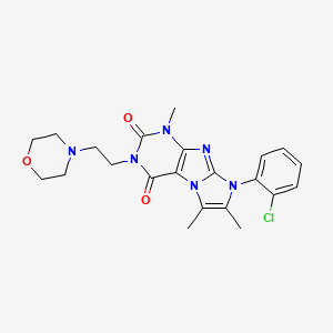 molecular formula C22H25ClN6O3 B2805275 8-(2-氯苯基)-1,6,7-三甲基-3-(2-吗啉基乙基)-1H-咪唑并[2,1-f]嘧啶-2,4(3H,8H)-二酮 CAS No. 896307-94-1