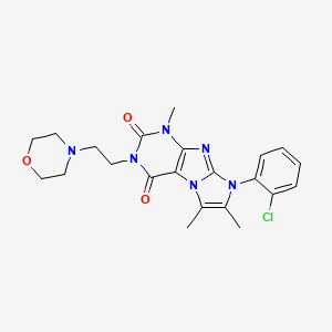 molecular formula C22H25ClN6O3 B2805275 8-(2-chlorophenyl)-1,6,7-trimethyl-3-(2-morpholinoethyl)-1H-imidazo[2,1-f]purine-2,4(3H,8H)-dione CAS No. 896307-94-1