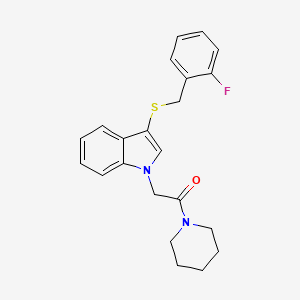 molecular formula C22H23FN2OS B2805276 3-[(2-fluorobenzyl)thio]-1-(2-oxo-2-piperidin-1-ylethyl)-1H-indole CAS No. 878053-81-7