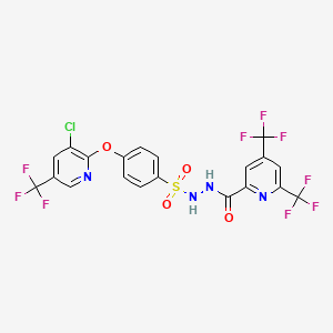 molecular formula C20H10ClF9N4O4S B2805277 N'-(4-{[3-chloro-5-(trifluoromethyl)pyridin-2-yl]oxy}benzenesulfonyl)-4,6-bis(trifluoromethyl)pyridine-2-carbohydrazide CAS No. 1092344-56-3