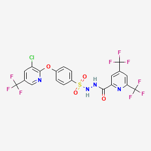 molecular formula C20H10ClF9N4O4S B2805277 N'-(4-{[3-氯-5-(三氟甲基)吡啶-2-基]氧基}苯磺酰)-4,6-双(三氟甲基)吡啶-2-羧肼 CAS No. 1092344-56-3