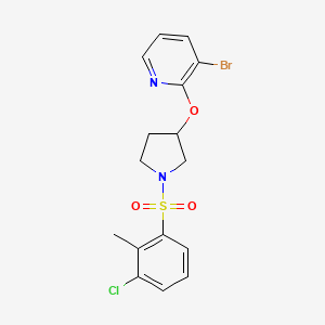 molecular formula C16H16BrClN2O3S B2805280 3-溴-2-((1-((3-氯-2-甲基苯基)磺酰)吡咯烷-3-基氧基)吡啶 CAS No. 1904220-05-8