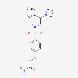 molecular formula C17H21N3O4S2 B2805284 2-(4-(N-(2-噁唑啉-1-基)-2-(噻吩-3-基)乙基)磺酰氨基)苯氧基)乙酰胺 CAS No. 2034598-19-9