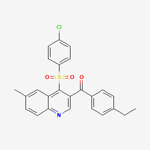 molecular formula C25H20ClNO3S B2805291 (4-((4-Chlorophenyl)sulfonyl)-6-methylquinolin-3-yl)(4-ethylphenyl)methanone CAS No. 872208-47-4