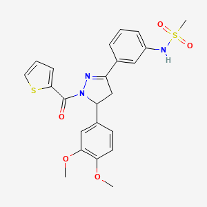 N-[3-[3-(3,4-dimethoxyphenyl)-2-(thiophene-2-carbonyl)-3,4-dihydropyrazol-5-yl]phenyl]methanesulfonamide