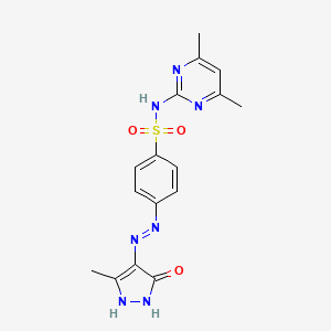 molecular formula C16H17N7O3S B2805294 (Z)-N-(4,6-dimethylpyrimidin-2-yl)-4-(2-(3-methyl-5-oxo-1H-pyrazol-4(5H)-ylidene)hydrazinyl)benzenesulfonamide CAS No. 98052-96-1