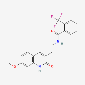 molecular formula C20H17F3N2O3 B2805297 N-[2-(7-methoxy-2-oxo-1H-quinolin-3-yl)ethyl]-2-(trifluoromethyl)benzamide CAS No. 851406-18-3