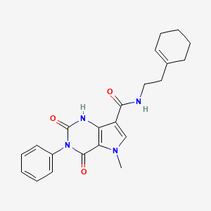 molecular formula C22H24N4O3 B2805301 N-(2-环己-1-烯-1-基乙基)-5-甲基-2,4-二氧代-3-苯基-2,3,4,5-四氢-1H-吡咯并[3,2-d]嘧啶-7-羧酰胺 CAS No. 923200-78-6