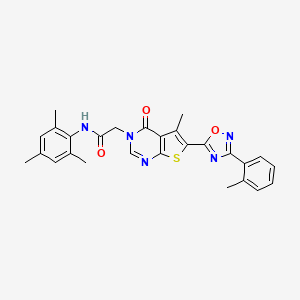 2-{5-methyl-6-[3-(2-methylphenyl)-1,2,4-oxadiazol-5-yl]-4-oxo-3H,4H-thieno[2,3-d]pyrimidin-3-yl}-N-(2,4,6-trimethylphenyl)acetamide