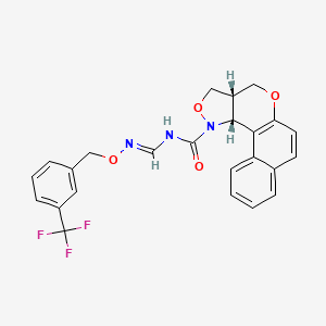 molecular formula C24H20F3N3O4 B2805317 N-[({[3-(三氟甲基)苯甲基]氧基}氨基)甲亚甲基]-3a,11c-二氢-3H-苯并[5,6]咔啉并[4,3-c]异噁唑-1(4H)-羧酰胺 CAS No. 317833-27-5