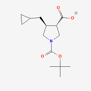 molecular formula C14H23NO4 B2805321 (3S,4S)-4-(Cyclopropylmethyl)-1-[(2-methylpropan-2-yl)oxycarbonyl]pyrrolidine-3-carboxylic acid CAS No. 2219372-08-2