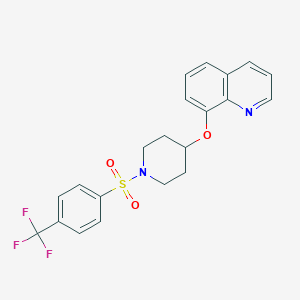 molecular formula C21H19F3N2O3S B2805328 8-((1-((4-(Trifluoromethyl)phenyl)sulfonyl)piperidin-4-yl)oxy)quinoline CAS No. 1904138-21-1