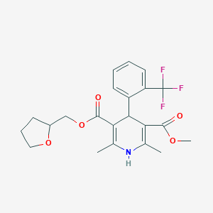 molecular formula C22H24F3NO5 B280533 3-O-methyl 5-O-(oxolan-2-ylmethyl) 2,6-dimethyl-4-[2-(trifluoromethyl)phenyl]-1,4-dihydropyridine-3,5-dicarboxylate 