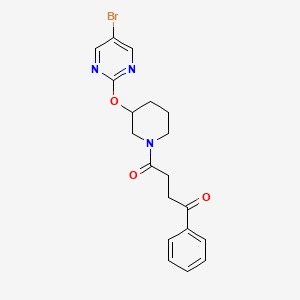 molecular formula C19H20BrN3O3 B2805331 1-(3-((5-Bromopyrimidin-2-yl)oxy)piperidin-1-yl)-4-phenylbutane-1,4-dione CAS No. 2034529-18-3