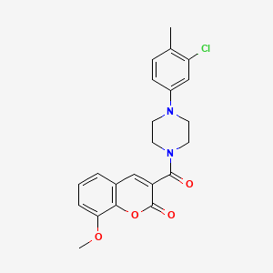 molecular formula C22H21ClN2O4 B2805335 3-(4-(3-chloro-4-methylphenyl)piperazine-1-carbonyl)-8-methoxy-2H-chromen-2-one CAS No. 663929-17-7